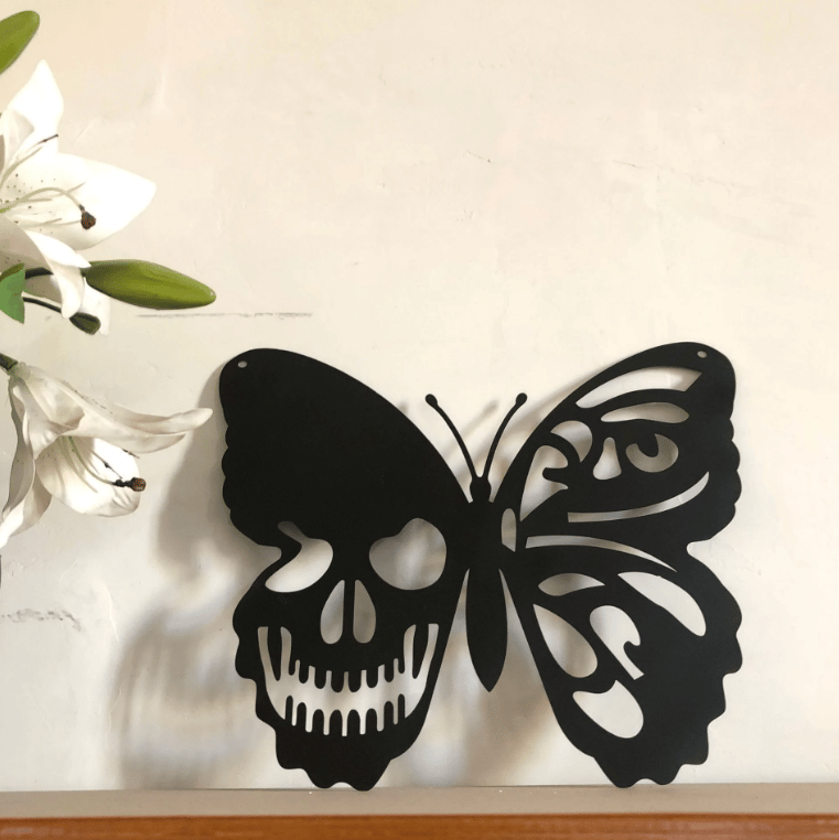 Halloween🎃 Metal Skull Butterfly Wrought Iron Art Wall Decoration Ornament
