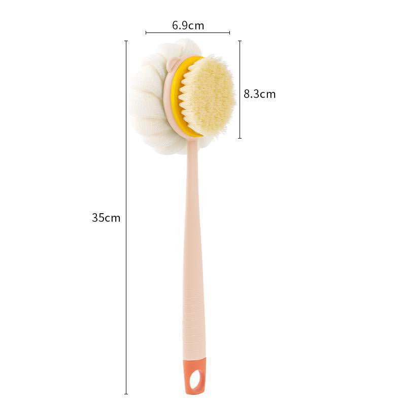 🏆Flash Sale⚡2-in-1 Bath Scrubber & Back Brush – Extra Long Handle, Soft Bristles, Exfoliating Shower Ball