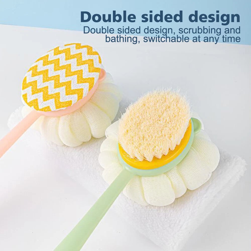 🏆Flash Sale⚡2-in-1 Bath Scrubber & Back Brush – Extra Long Handle, Soft Bristles, Exfoliating Shower Ball