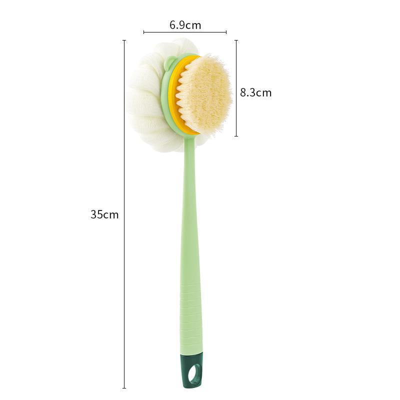 🏆Flash Sale⚡2-in-1 Bath Scrubber & Back Brush – Extra Long Handle, Soft Bristles, Exfoliating Shower Ball