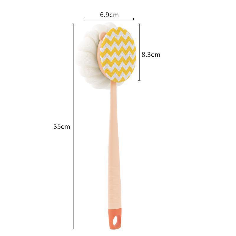 🏆Flash Sale⚡2-in-1 Bath Scrubber & Back Brush – Extra Long Handle, Soft Bristles, Exfoliating Shower Ball