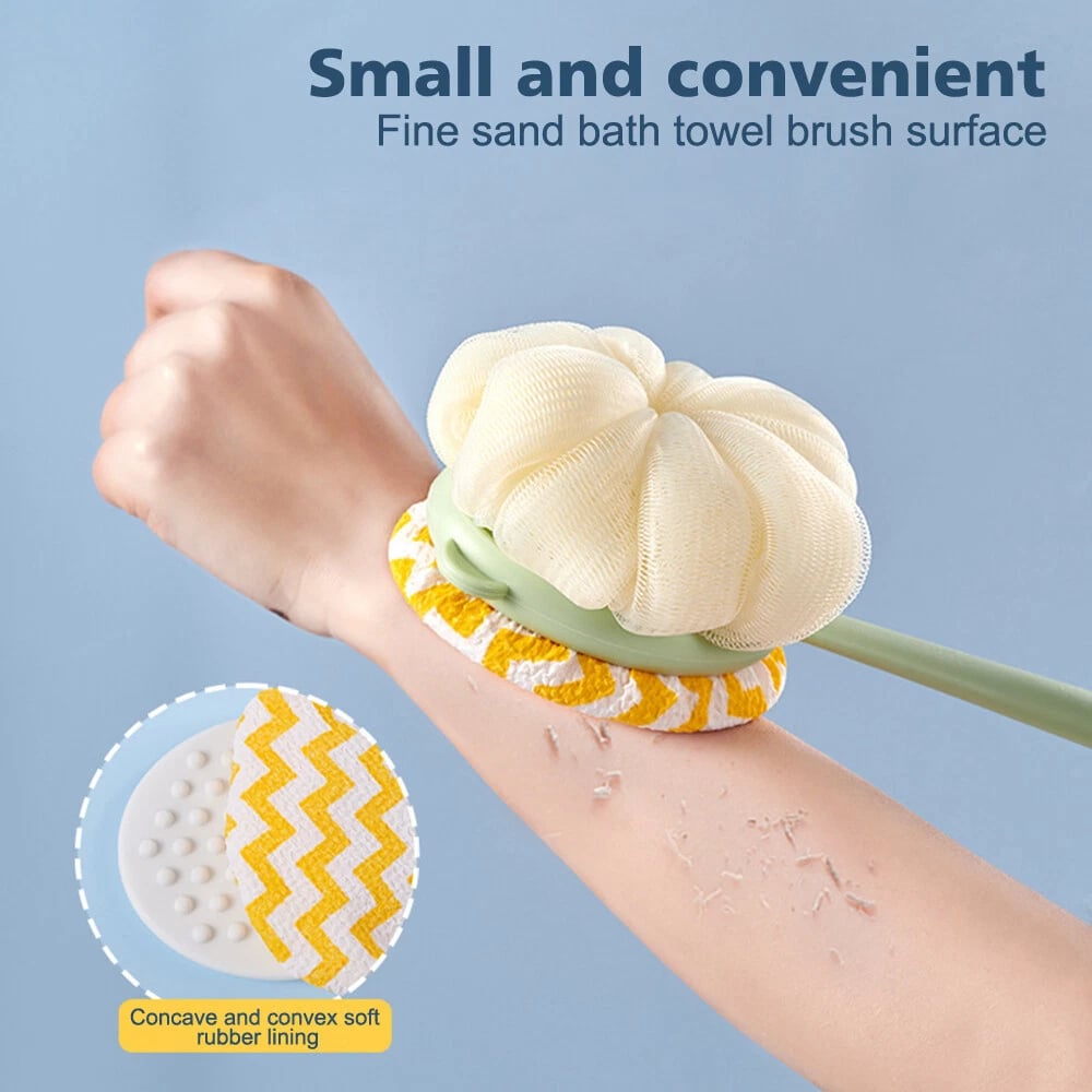 🏆Flash Sale⚡2-in-1 Bath Scrubber & Back Brush – Extra Long Handle, Soft Bristles, Exfoliating Shower Ball