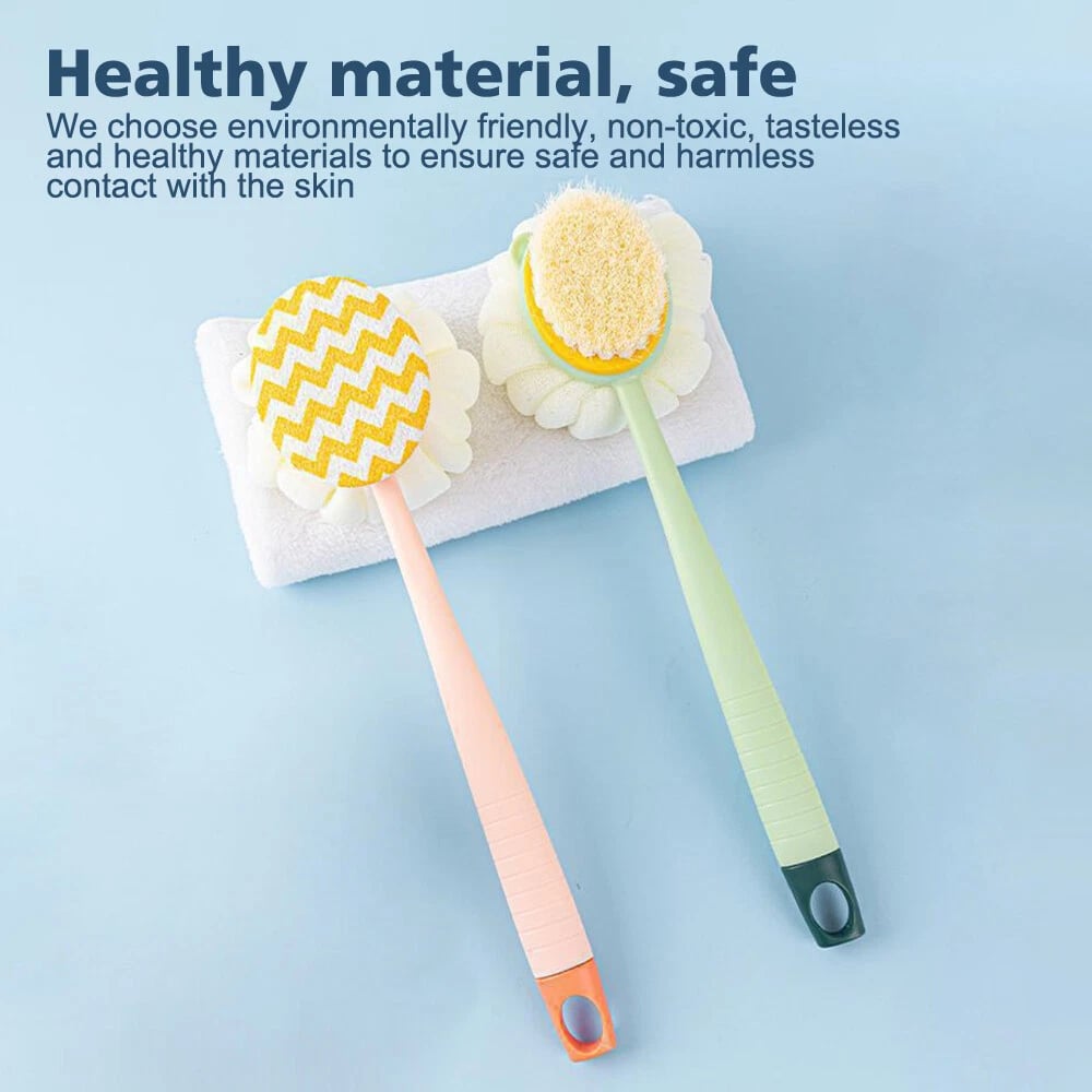 🏆Flash Sale⚡2-in-1 Bath Scrubber & Back Brush – Extra Long Handle, Soft Bristles, Exfoliating Shower Ball