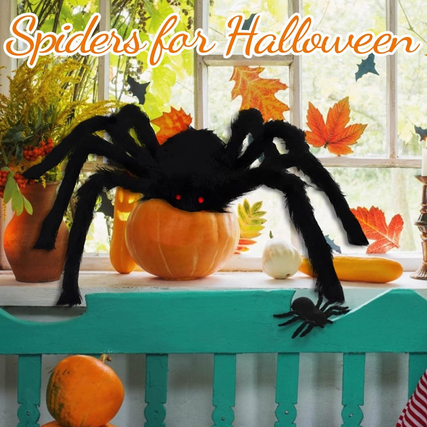 Halloween black giant spider