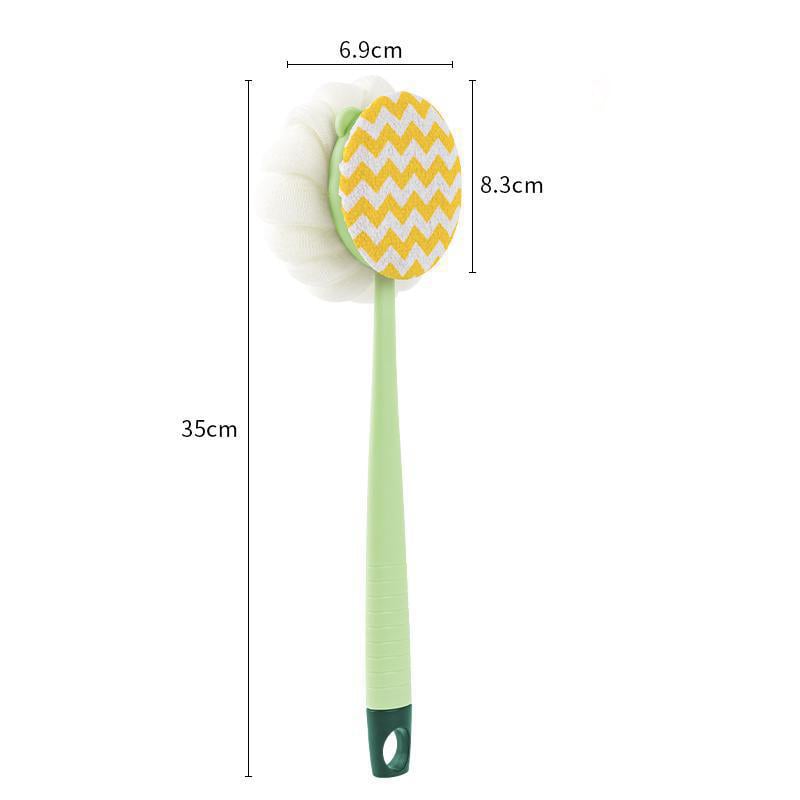 🏆Flash Sale⚡2-in-1 Bath Scrubber & Back Brush – Extra Long Handle, Soft Bristles, Exfoliating Shower Ball