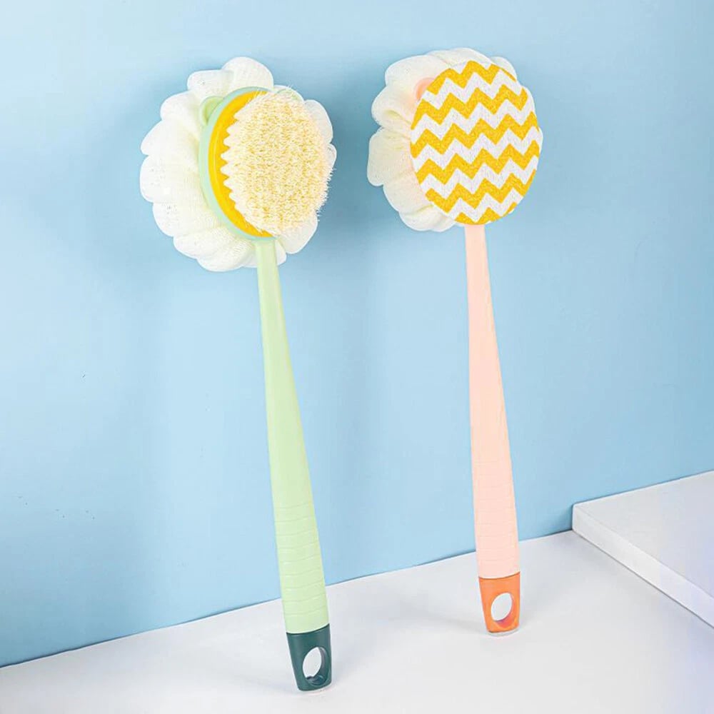 🏆Flash Sale⚡2-in-1 Bath Scrubber & Back Brush – Extra Long Handle, Soft Bristles, Exfoliating Shower Ball