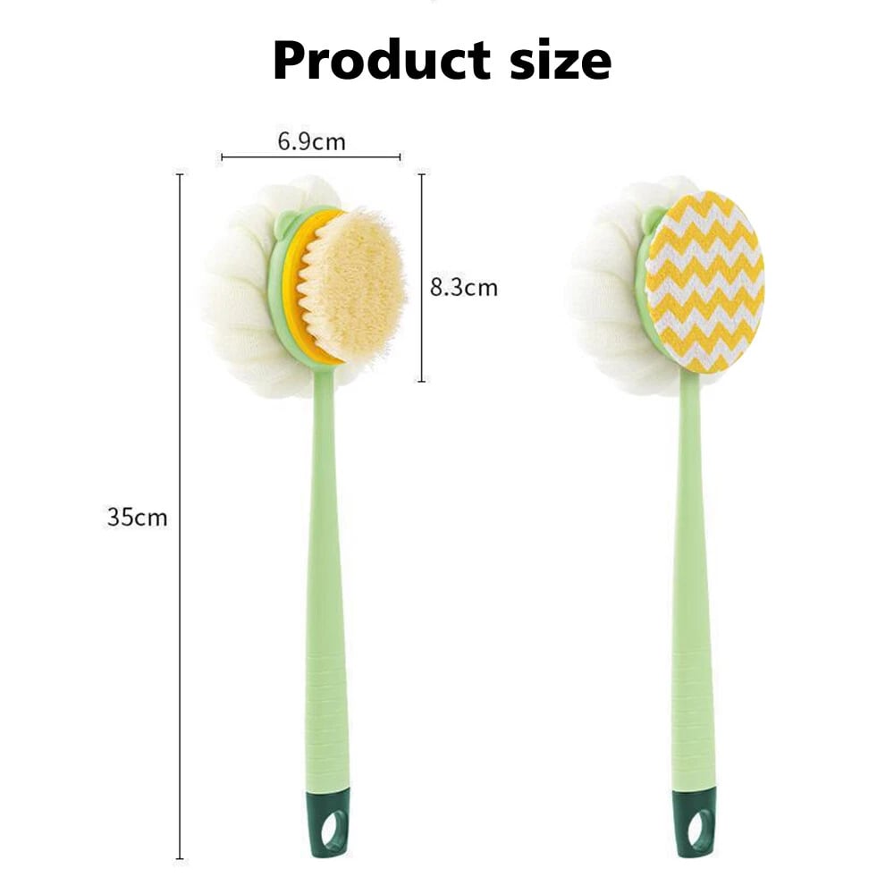 🏆Flash Sale⚡2-in-1 Bath Scrubber & Back Brush – Extra Long Handle, Soft Bristles, Exfoliating Shower Ball